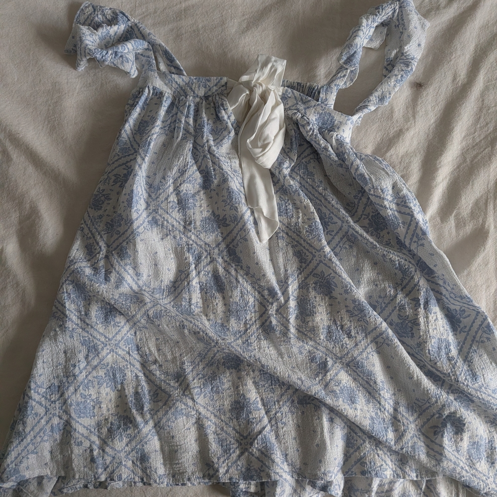 Urban Outfitters Light Blue and White Tank Top